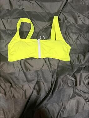 Xhilaration Neon Yellow Zip Front Bikini Top Small